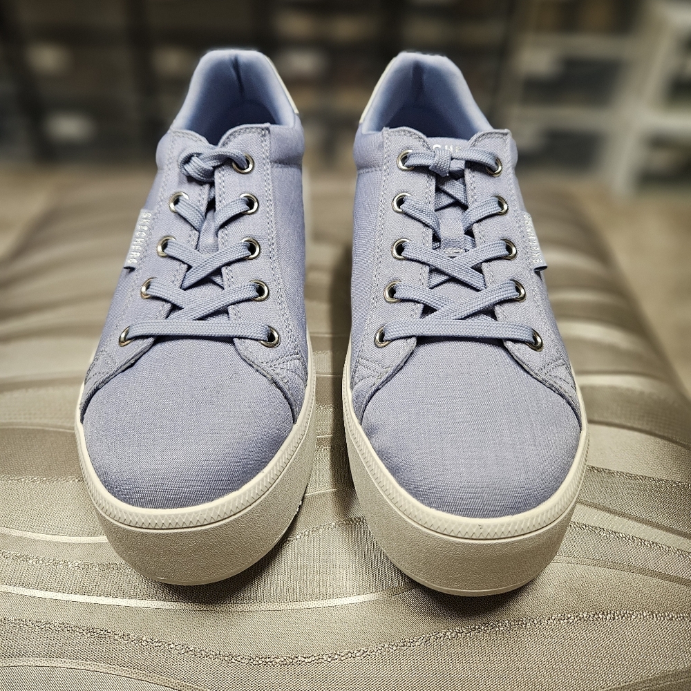 NWOT! Skechers Plateau Vegan Chambray Lace- Up Platform Sneakers - Picture 4 of 6